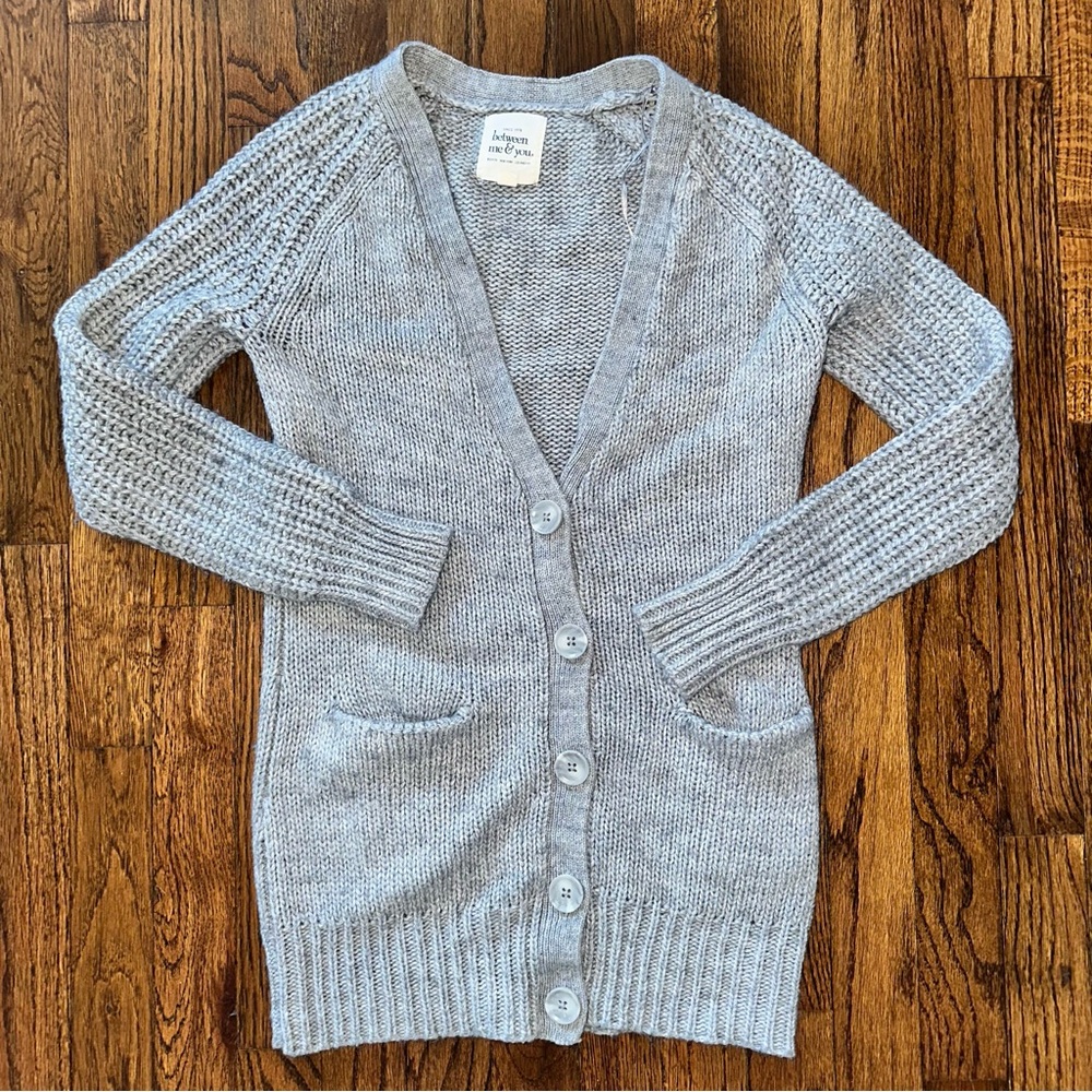 Between Me & You Wool Mix Gray Cardigan Small Button down - Picture 2 of 9